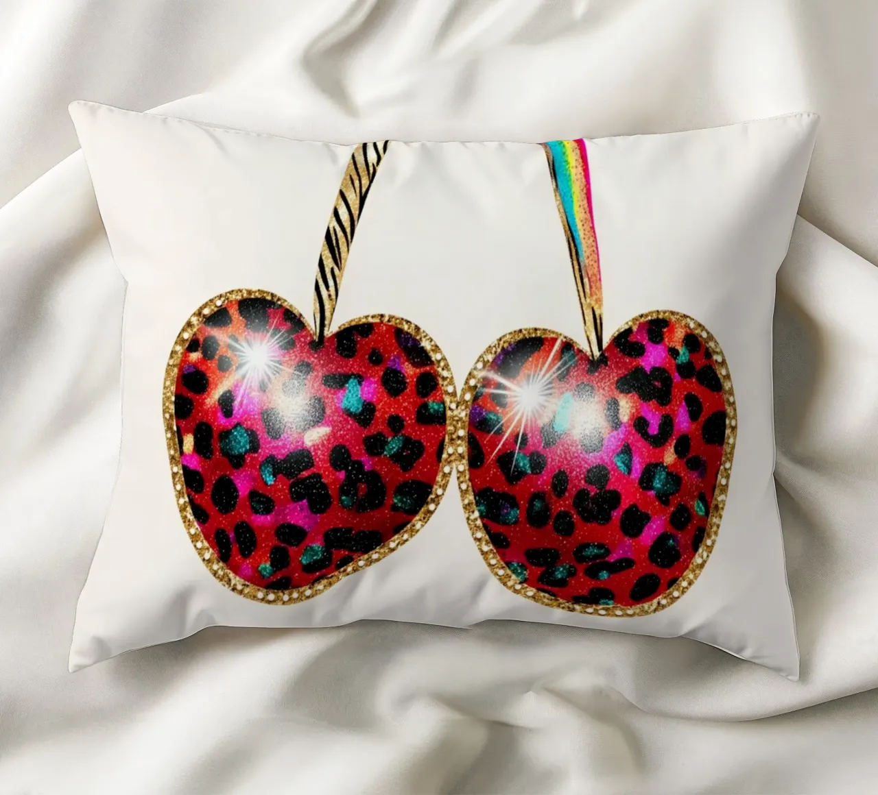 Ciliegie strass con leo cuscino da Carinaprint