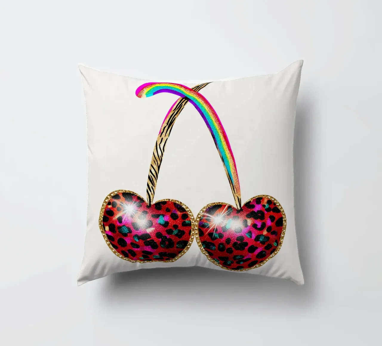 Ciliegie strass con leo cuscino da Carinaprint