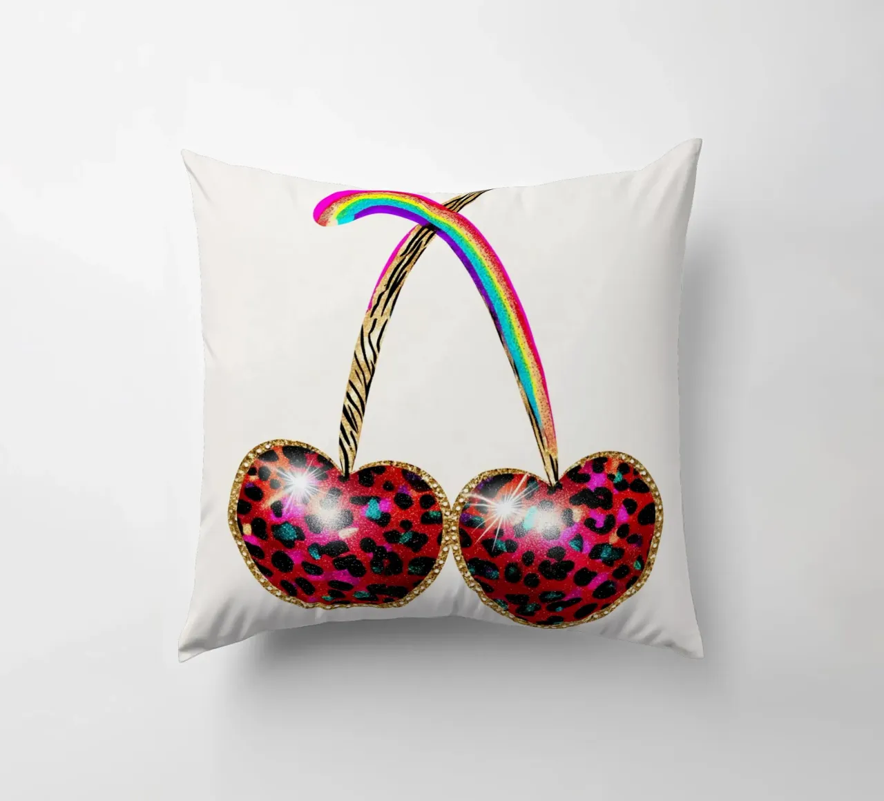 Ciliegie strass con leo cuscino da Carinaprint