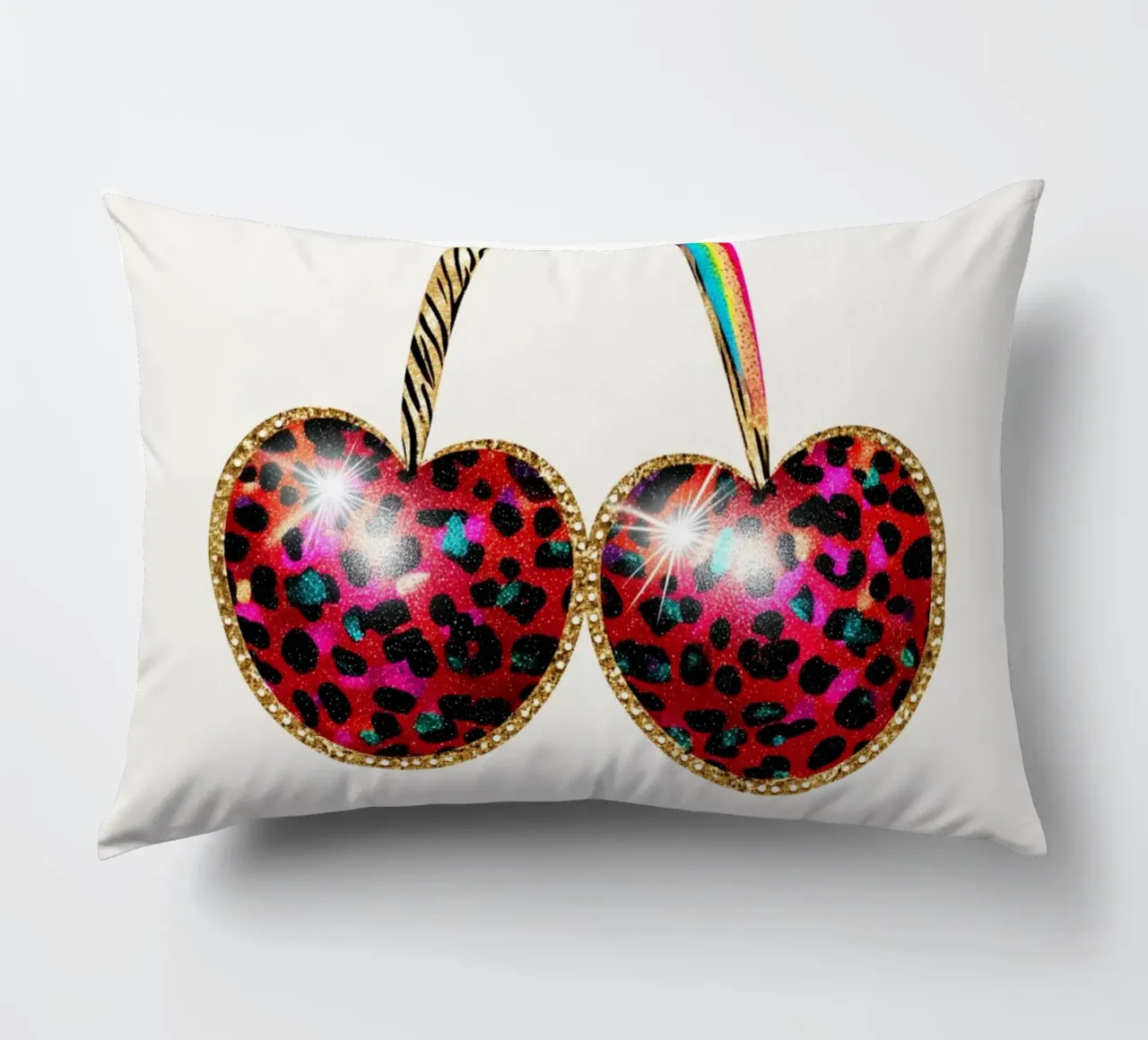 Ciliegie strass con leo cuscino da Carinaprint