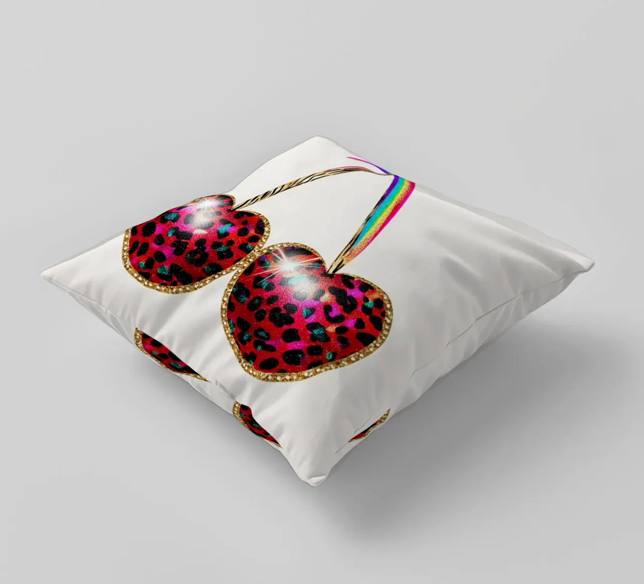 Ciliegie strass con leo cuscino da Carinaprint