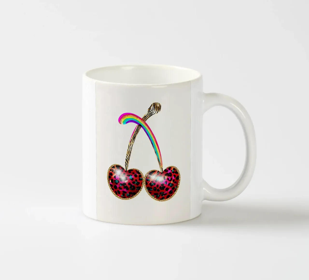 Ciliegie strass con leo tazza in ceramica da Carinaprint