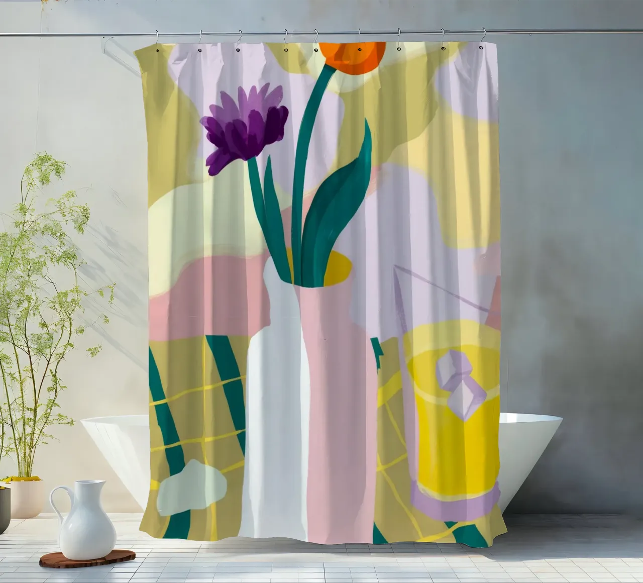 Tulip Trio Grace shower curtain by Chroma Haven