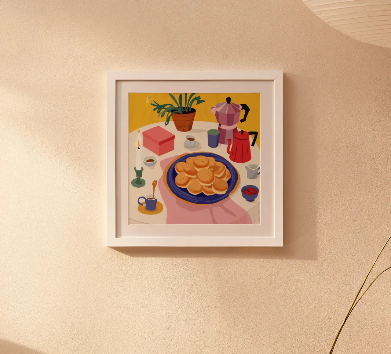 Rituale del caffè mattutino poster con telaio in legno da Chroma Haven