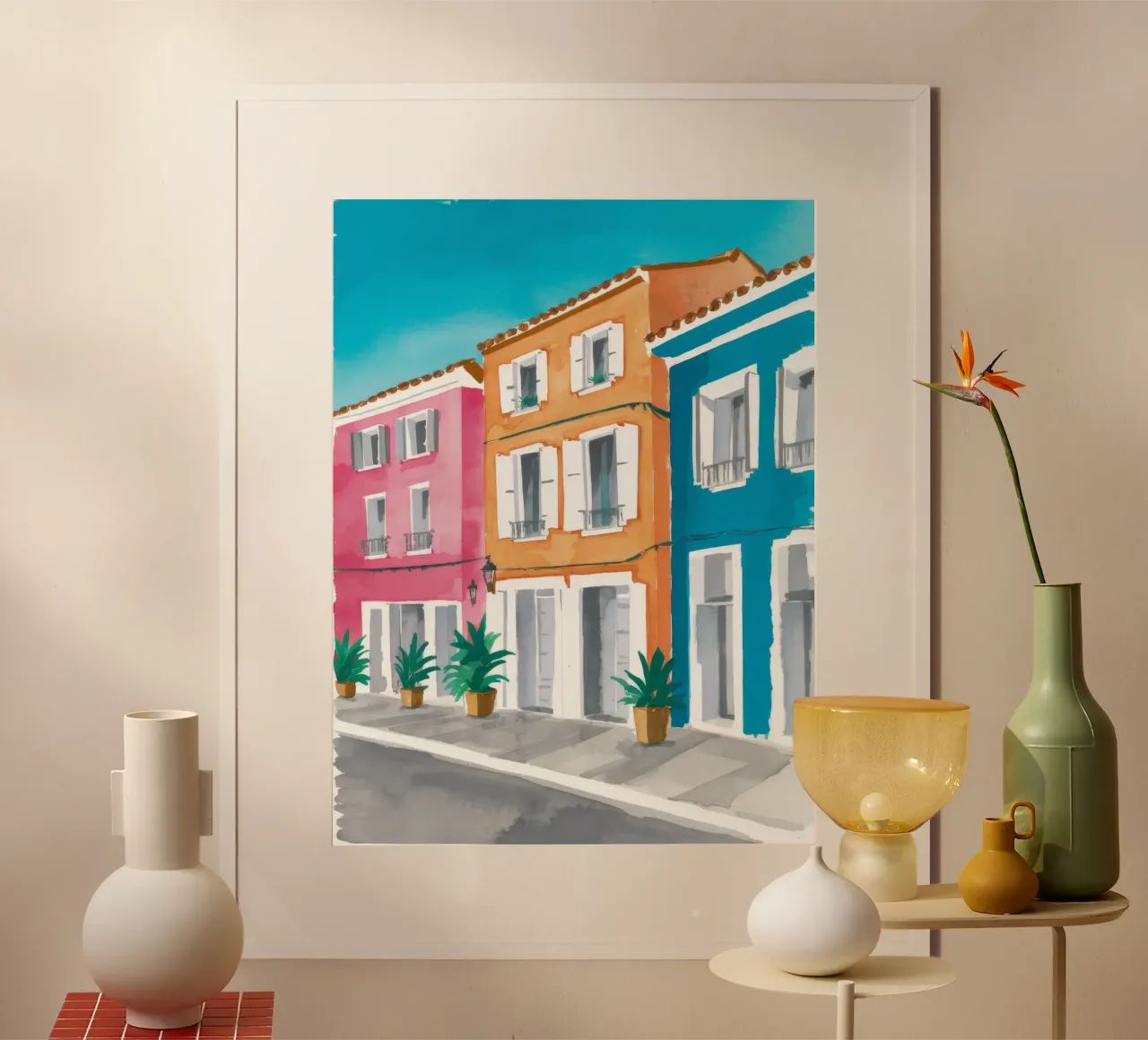 Prospettiva di Azure Street poster con telaio in plastica da Chroma Haven