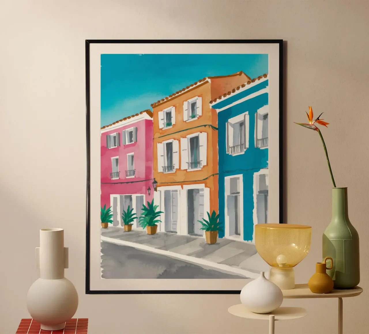 Prospettiva di Azure Street poster con telaio in plastica da Chroma Haven