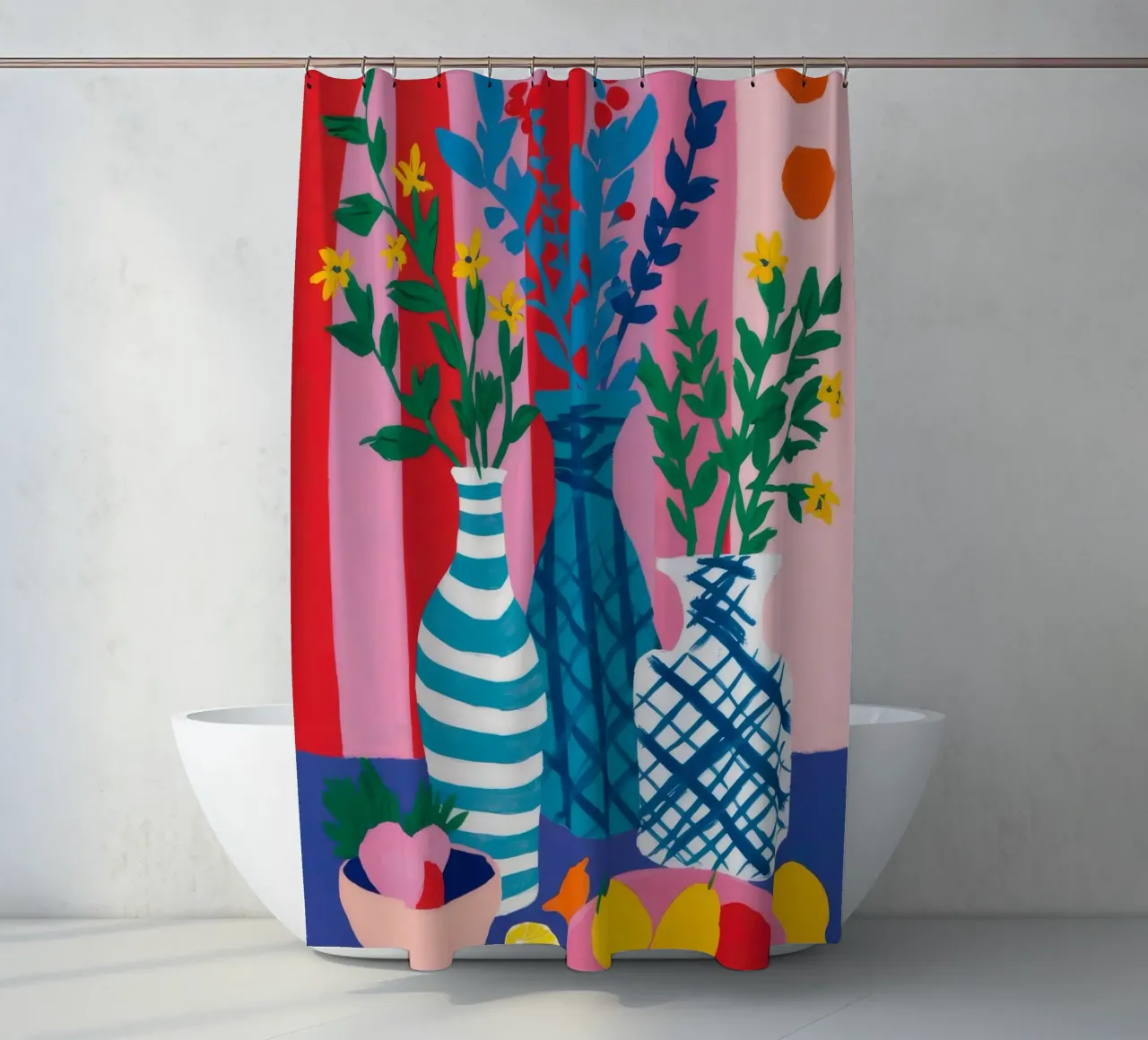 Abstract Floral Stillness shower curtain by Chroma Haven