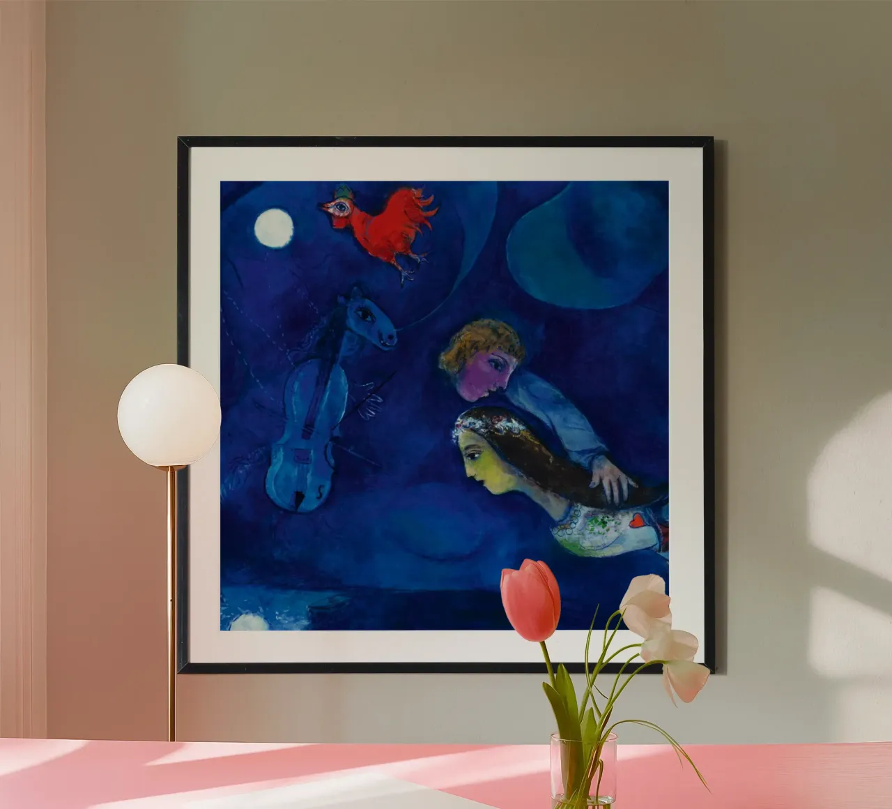 marc chagall -CoqВ rougeВ dansВ laВ nuit poster de MC Exhebition