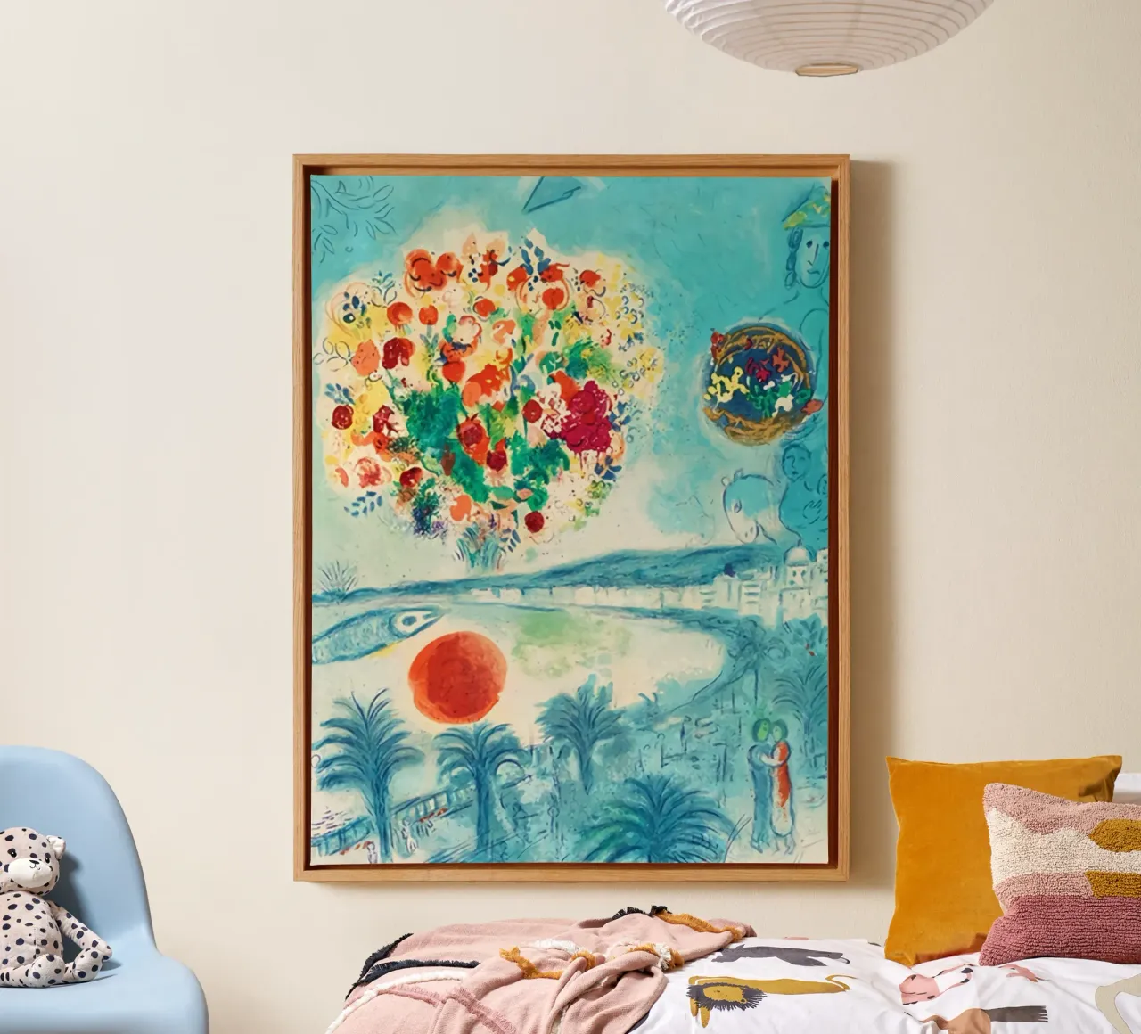 Fiore e sole di Marc Chagall tela con Cornice a cassetta da MC Exhebition