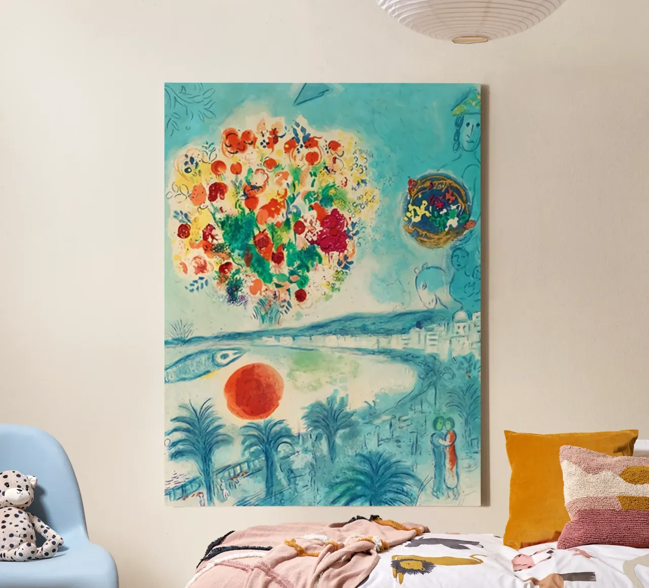 Fiore e sole di Marc Chagall tela con Cornice a cassetta da MC Exhebition