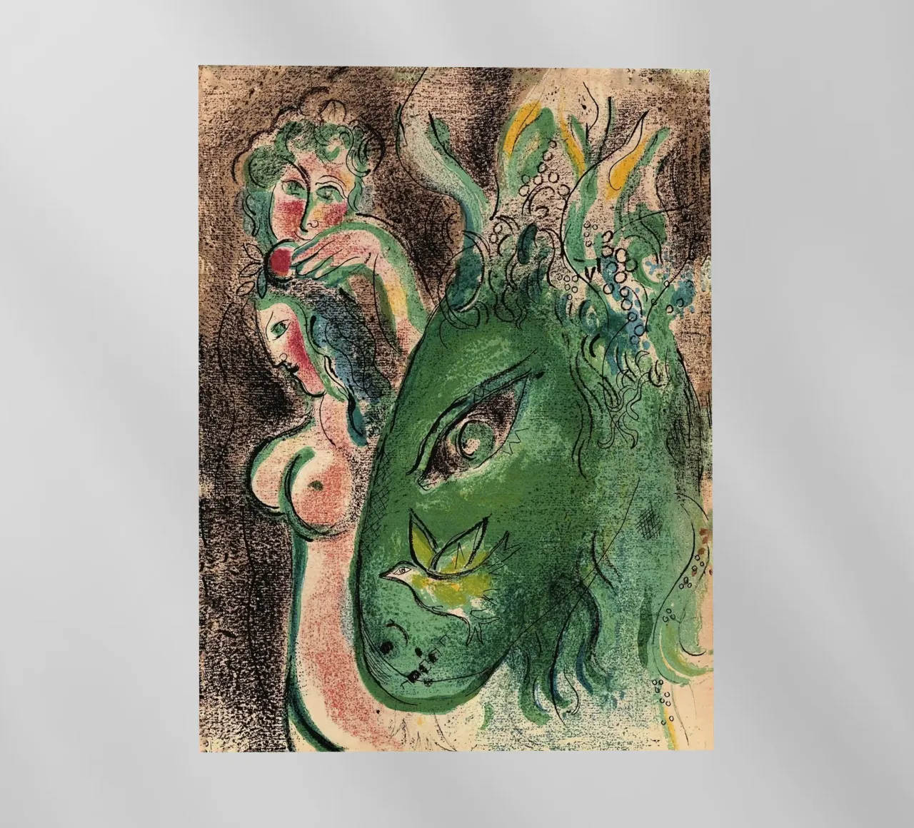 Marc Chagall Paradiso con asino verde, litografia originale pellicola backlit da MC Exhebition