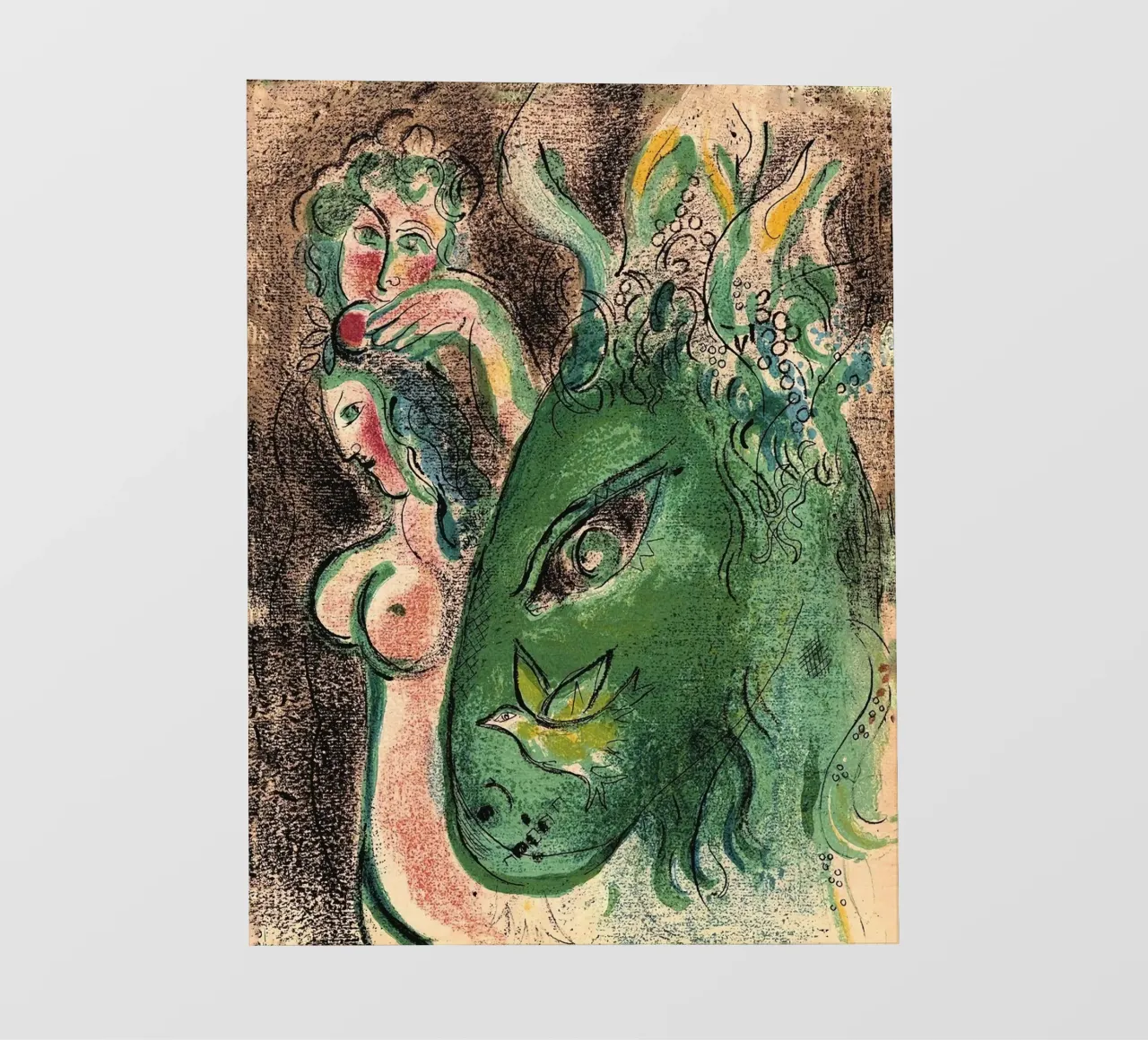 Marc Chagall Paradiso con asino verde, litografia originale telo in pvc da MC Exhebition