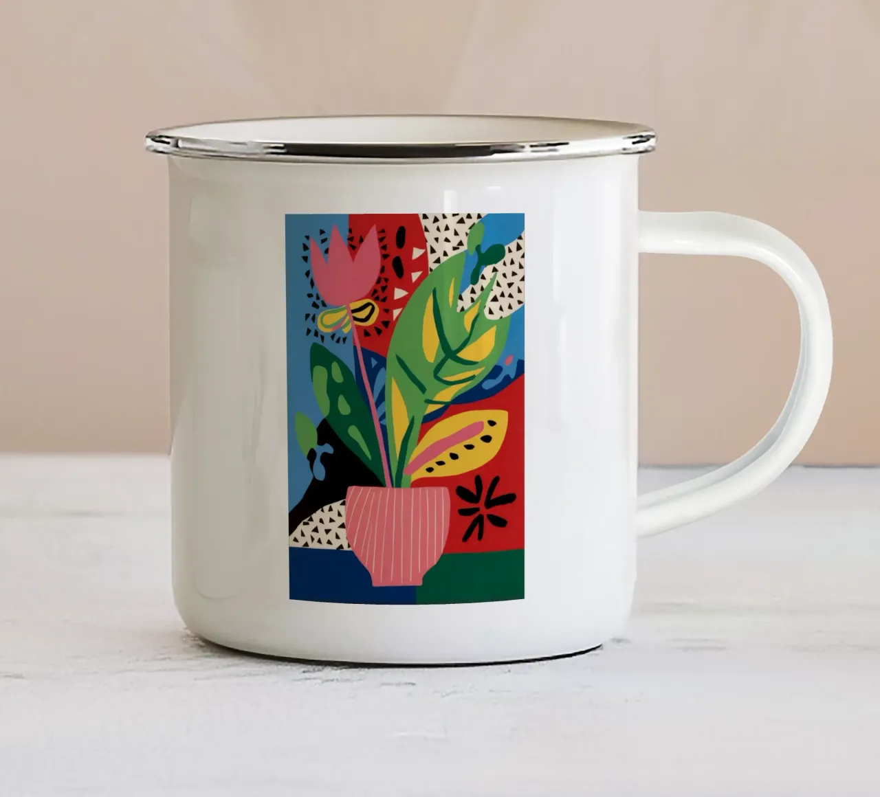 L'audacia delle foglie tropicali tazza in smalto da Chroma Haven