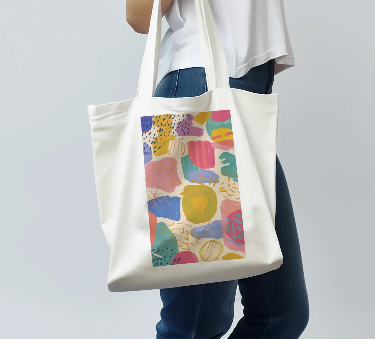 Pastel Shape Play tote bag by Chroma Haven