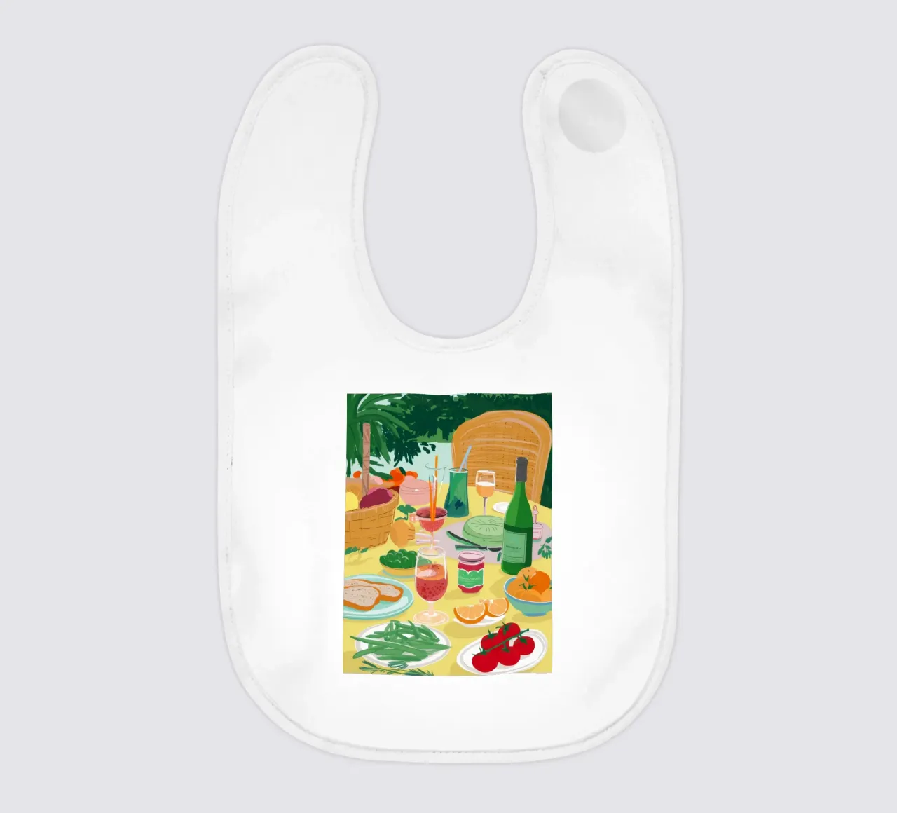 Alfresco Feast Sunshine baby bib by Paez Harmony