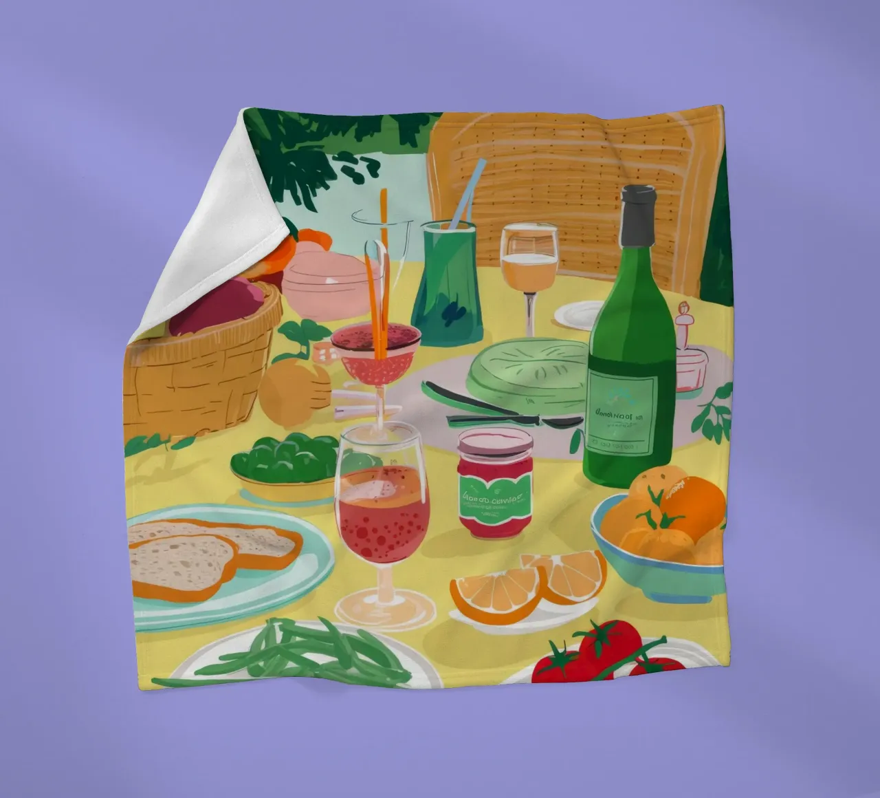 Alfresco Feast Sunshine fleece blanket by Paez Harmony