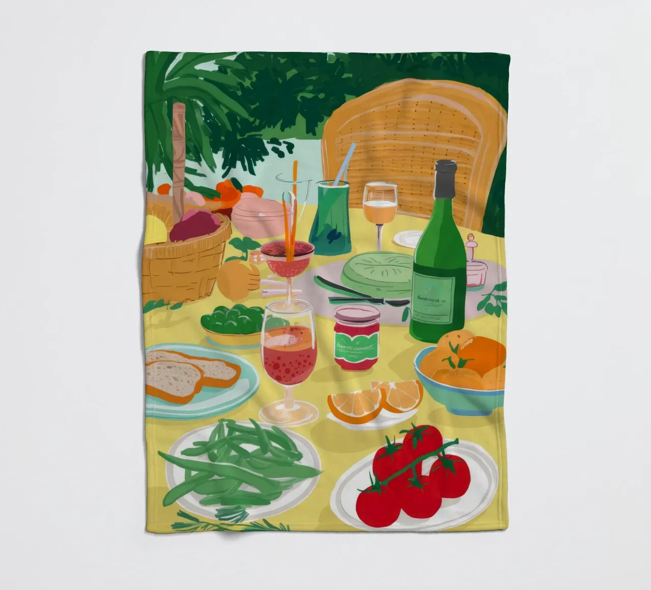 Alfresco Feast Sunshine fleece blanket by Paez Harmony
