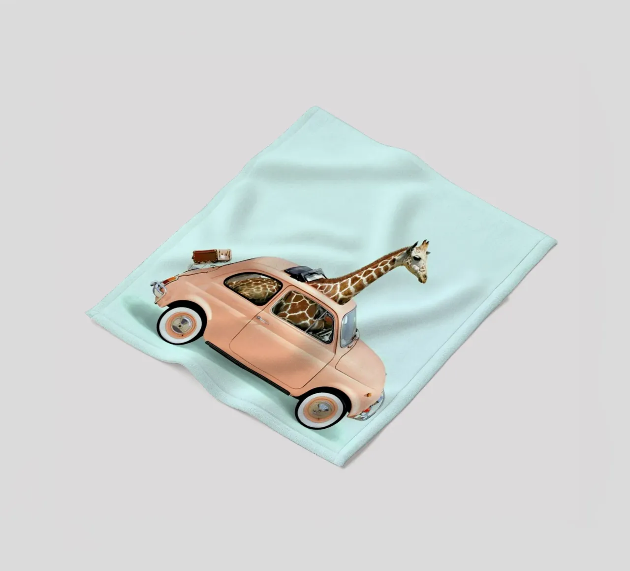 Giraffe Car fleece blanket by Paul Fuentes Design