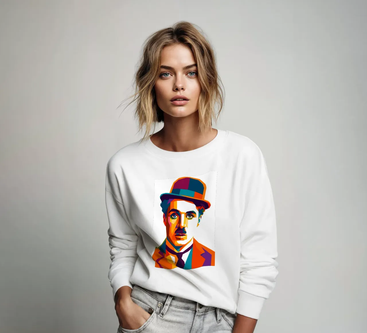 charli chaplin retro pop art wpap felpa da aiswa