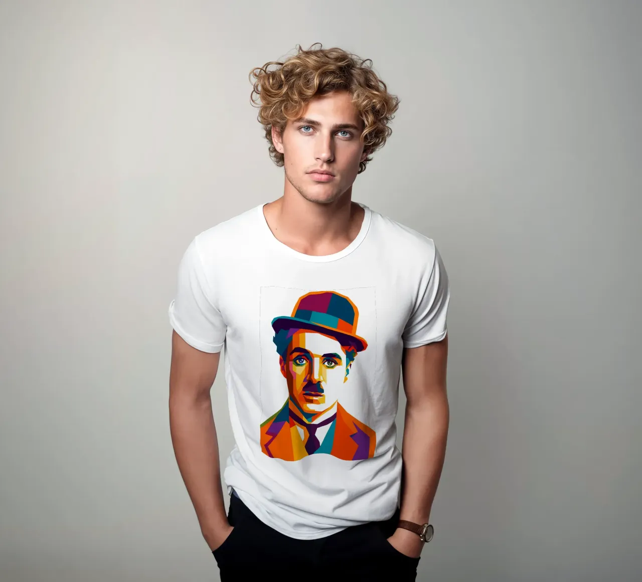 charli chaplin retro pop art wpap t-shirt da aiswa