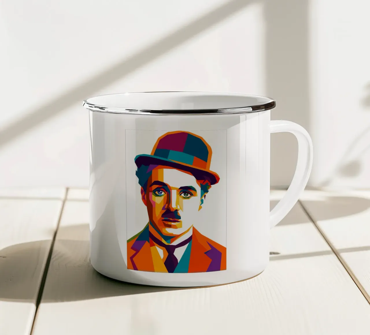 charli chaplin retro pop art wpap tazza in smalto da aiswa