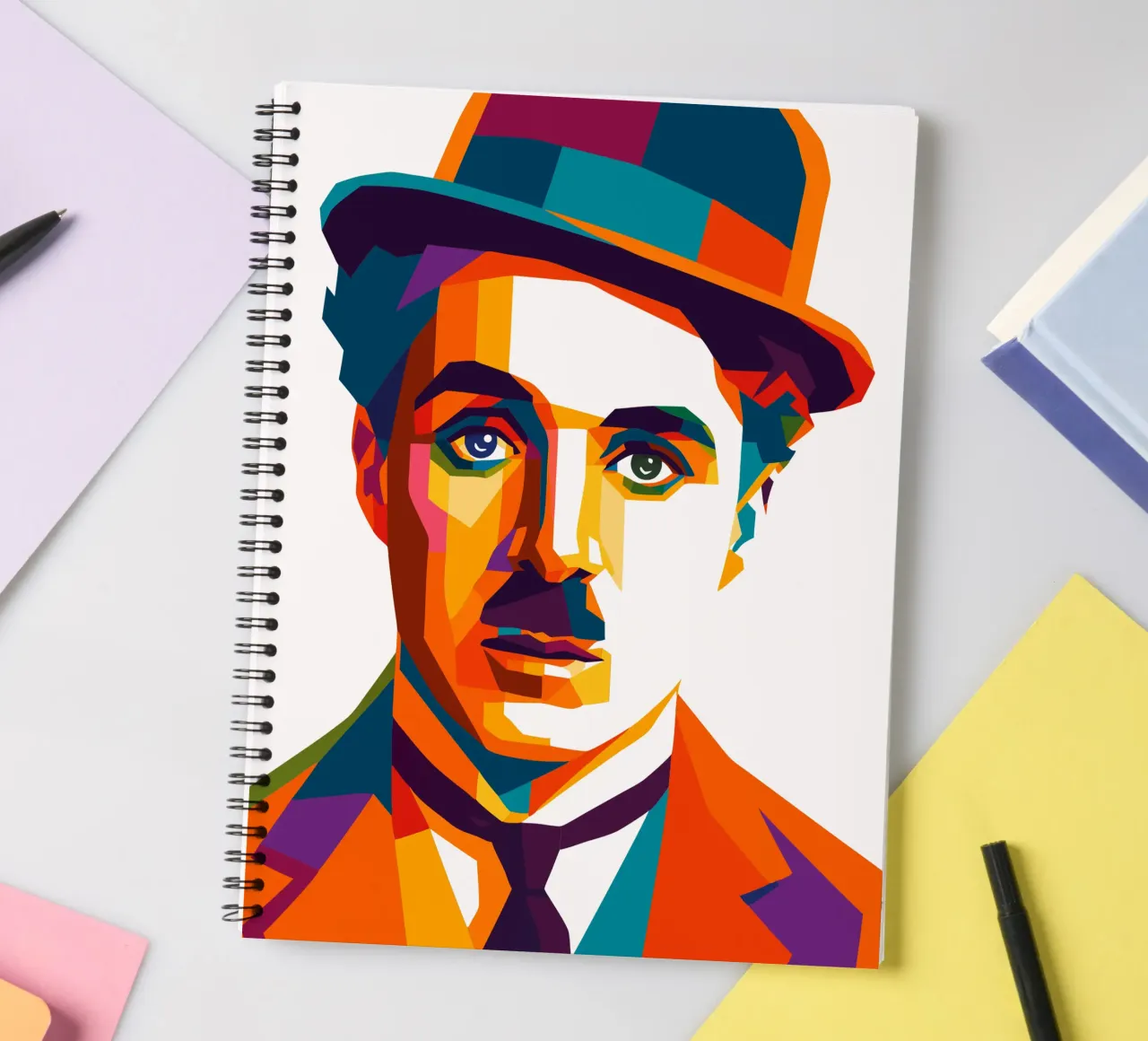charli chaplin retro pop art wpap spiral notebook by aiswa