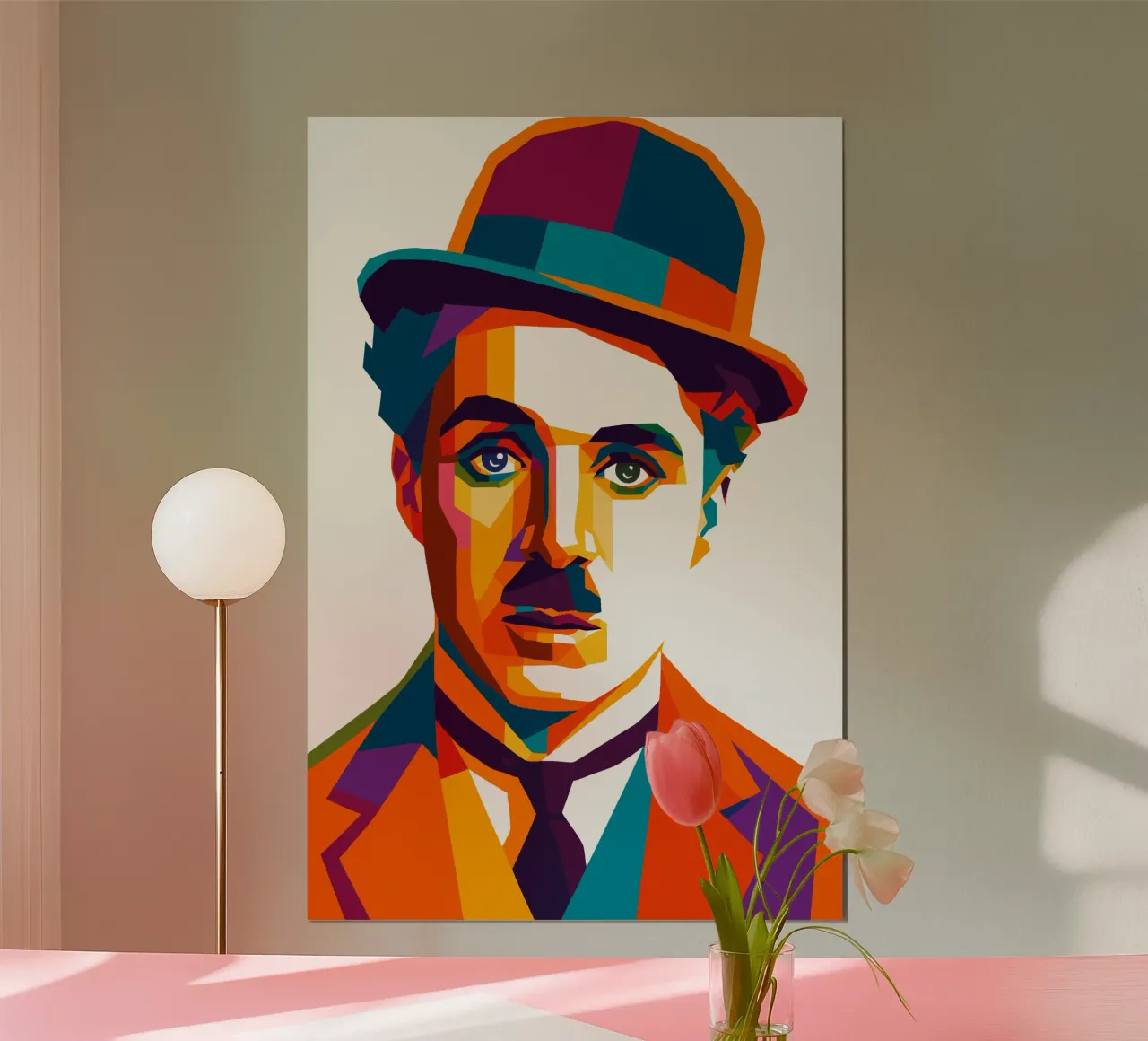 charli chaplin retro pop art wpap poster con telaio in alluminio da aiswa