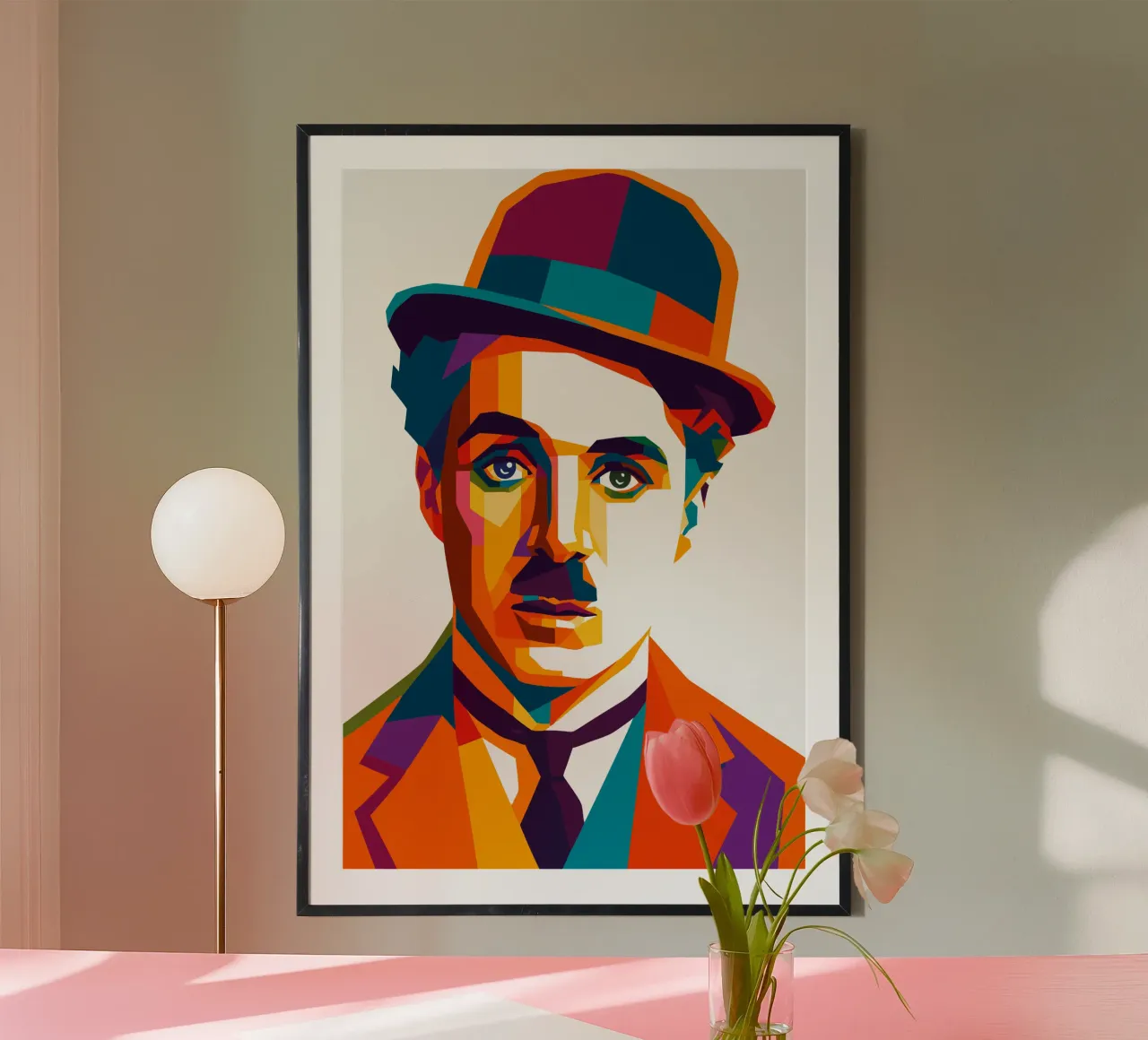charli chaplin retro pop art wpap poster con telaio in alluminio da aiswa