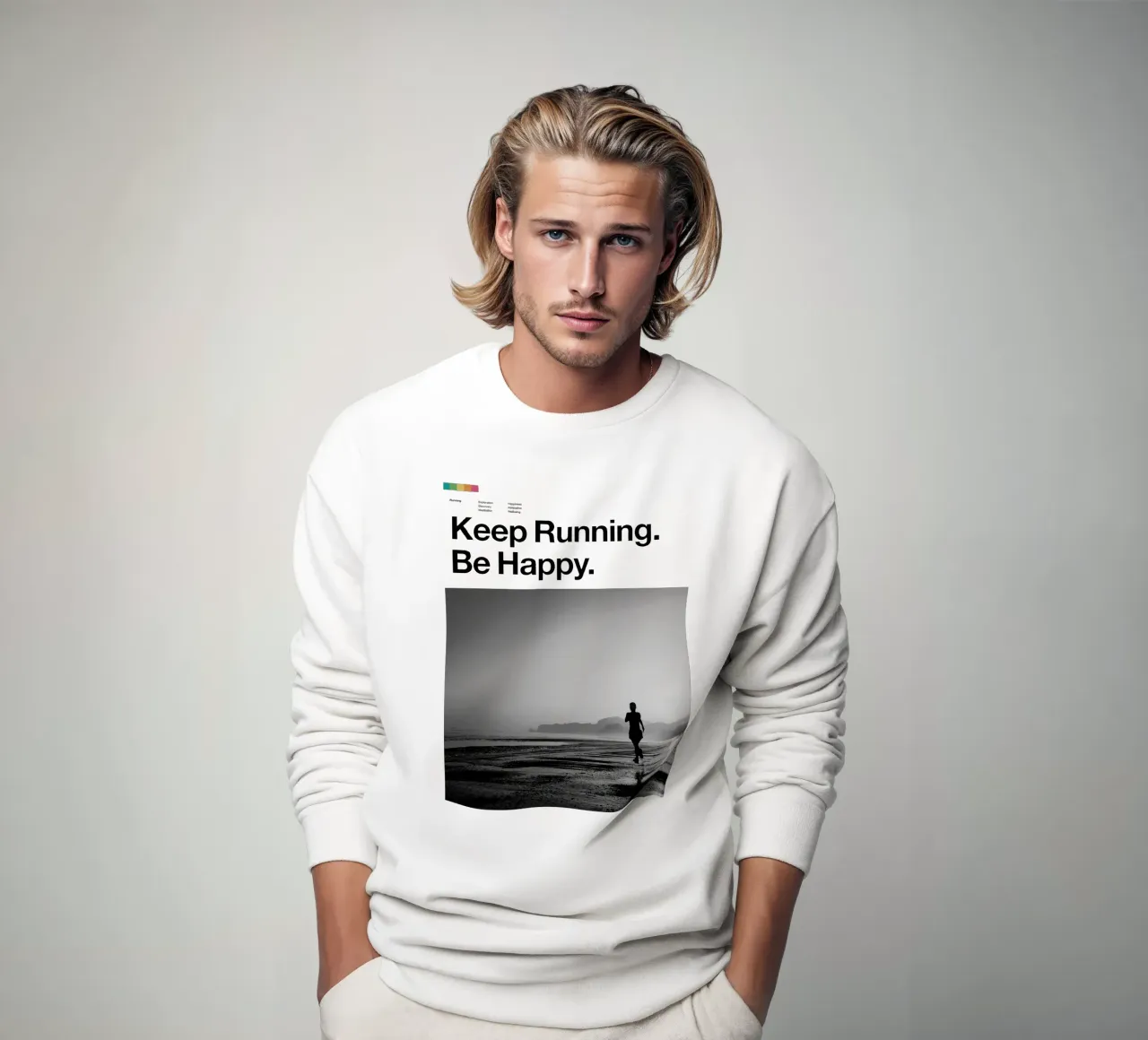 Poster Keep Running Be Happy felpa da Classicprint