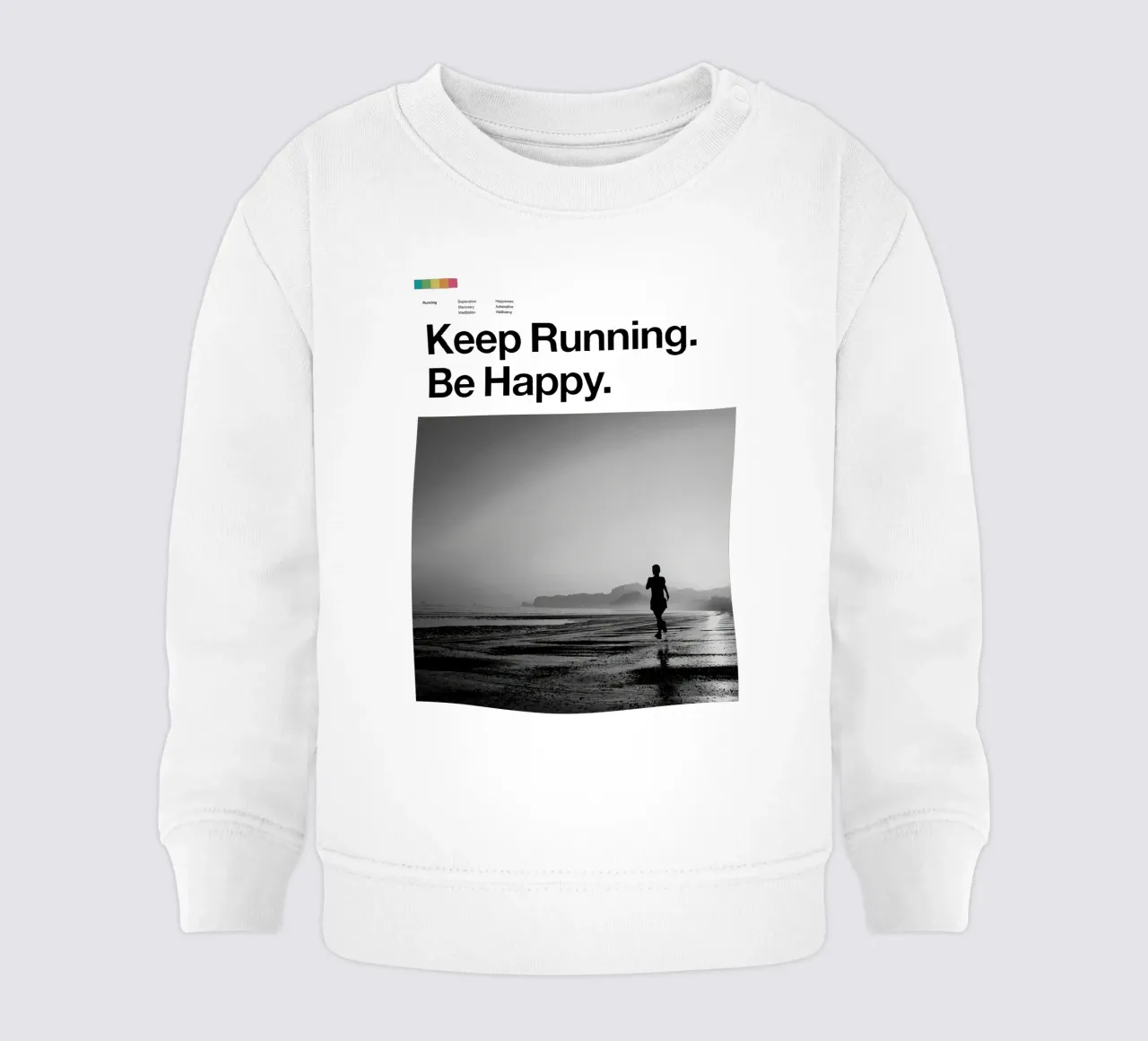 Poster Keep Running Be Happy felpa neonato da Classicprint