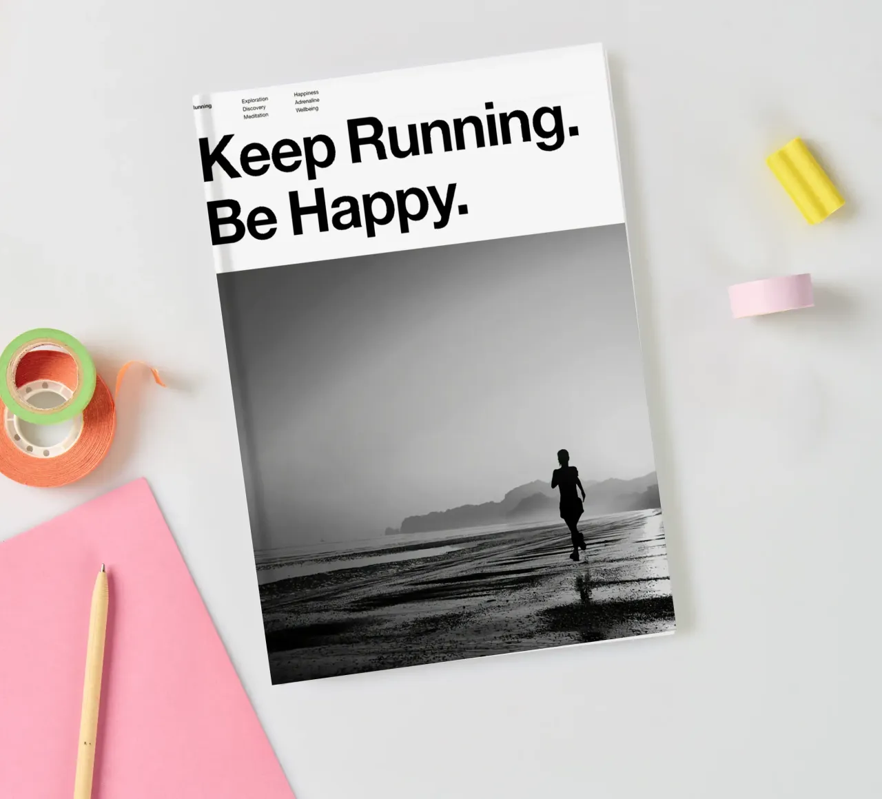 Keep Running Be Happy Poster notebook by Classicprint