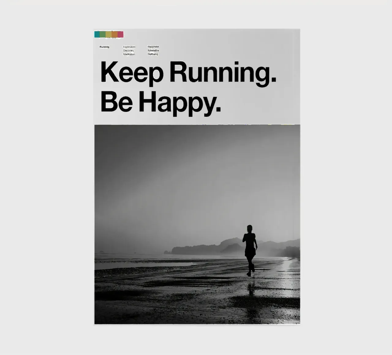 Keep Running Be Happy Poster notebook by Classicprint