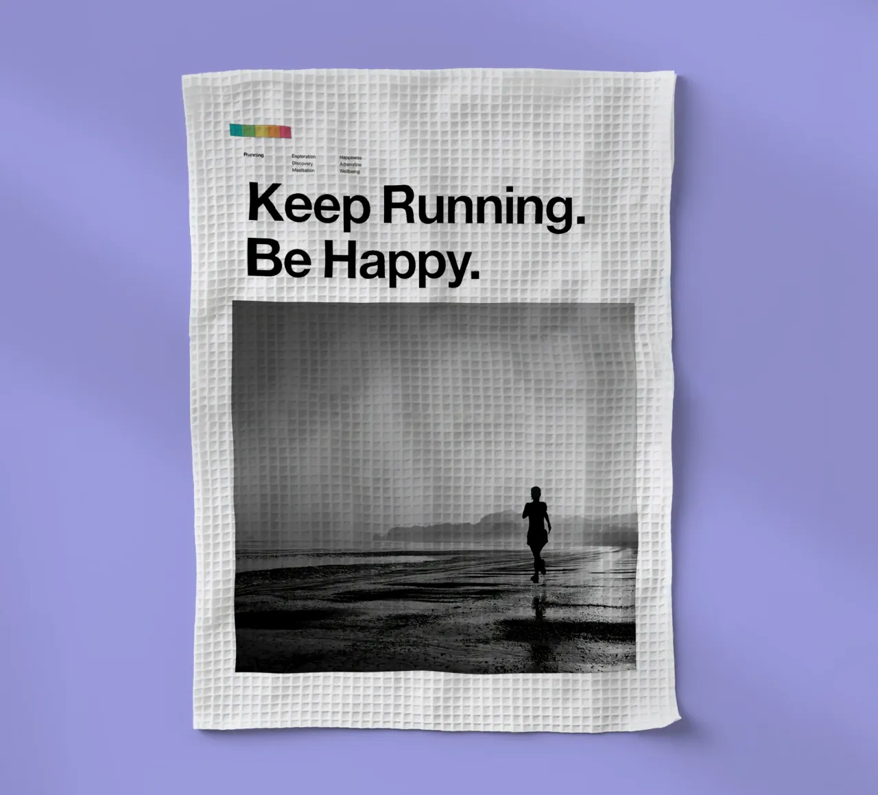 Poster Keep Running Be Happy canovaccio da cucina da Classicprint
