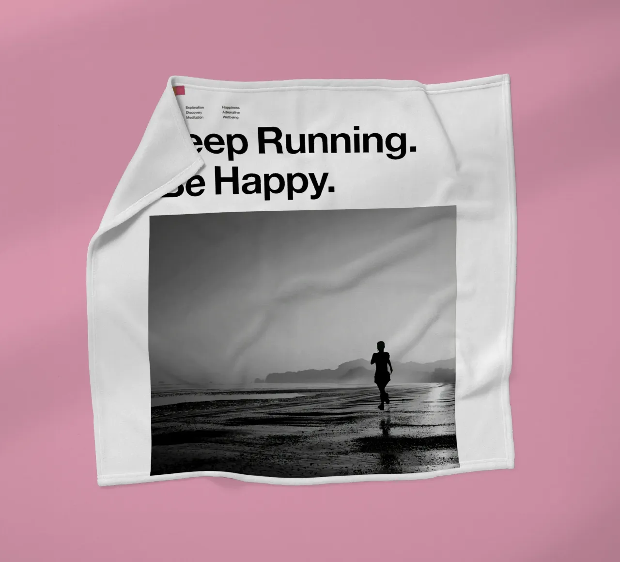 Poster Keep Running Be Happy coperta in pile da Classicprint