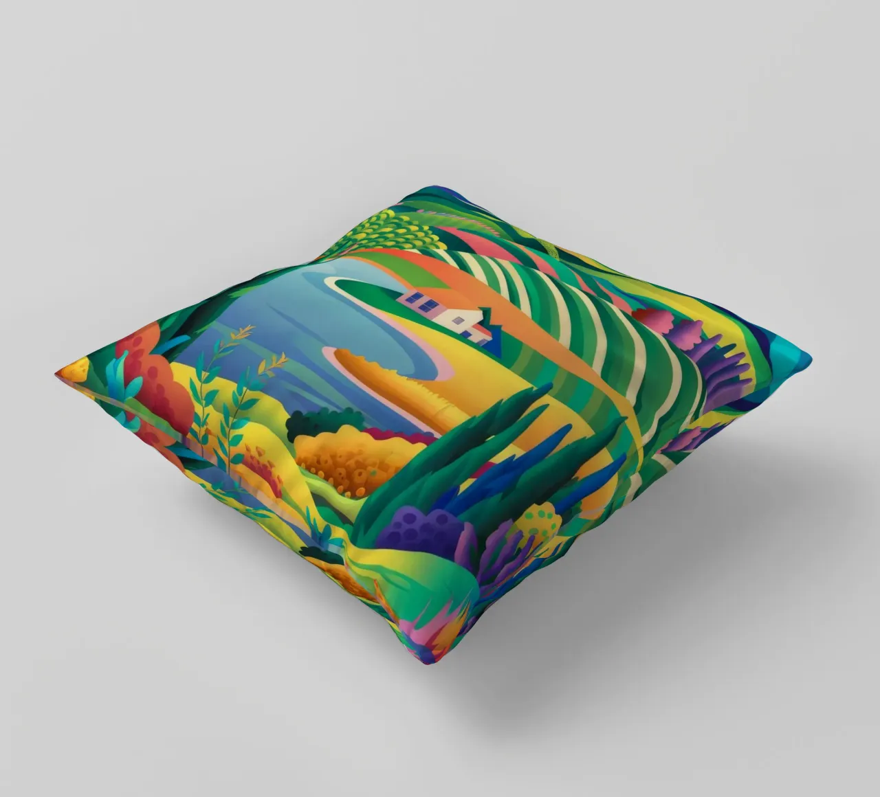 Tranquil Lake Vista decorative cushion by Paez Harmony