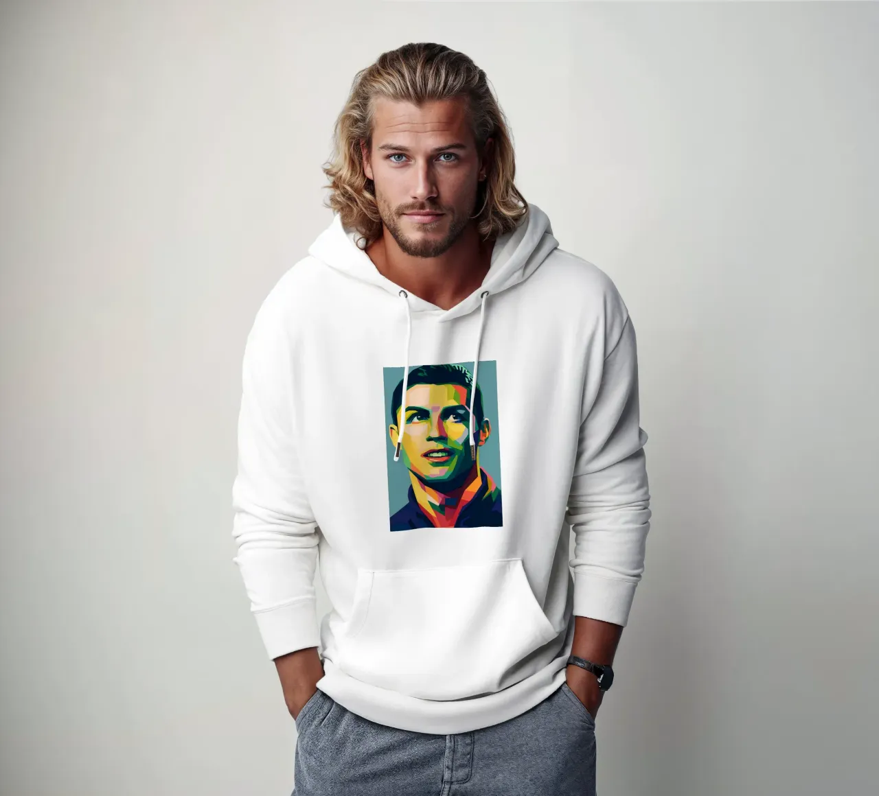 christiano ronaldo retro pop art wpap sudadera con capucha de aiswa