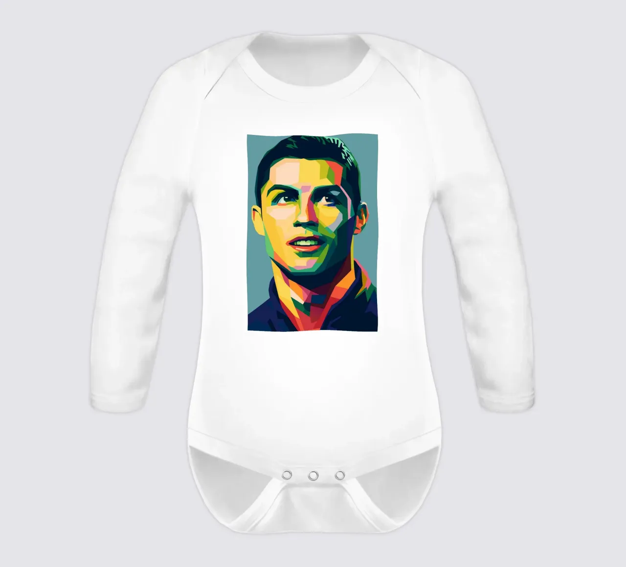 christiano ronaldo retro pop art wpap long-sleeve baby romper by aiswa