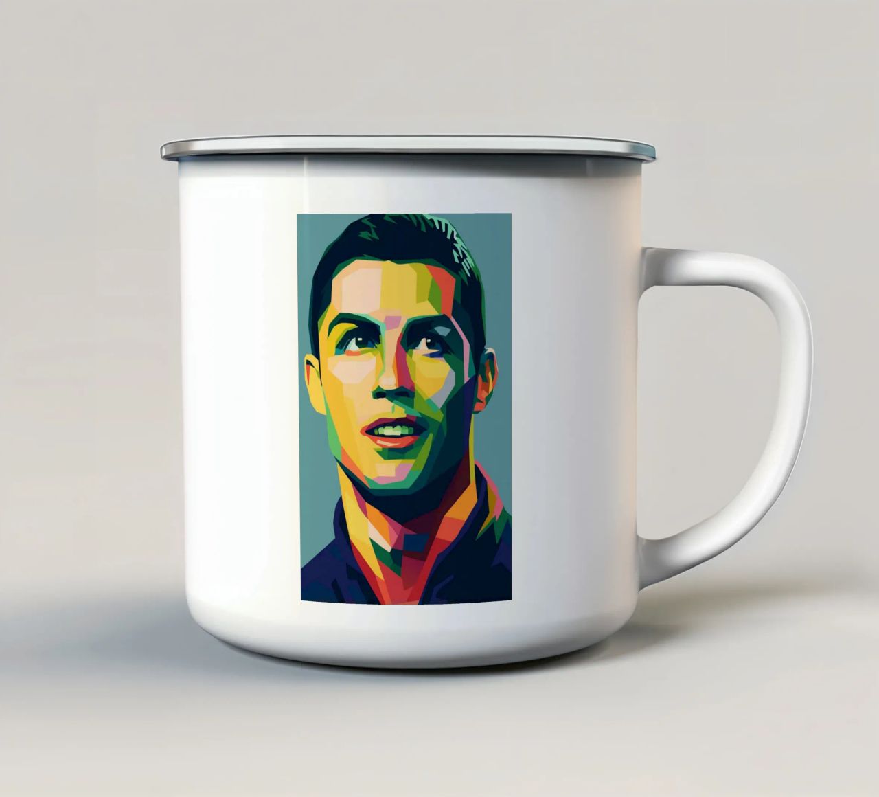 christiano ronaldo retro pop art wpap tazza in smalto da aiswa