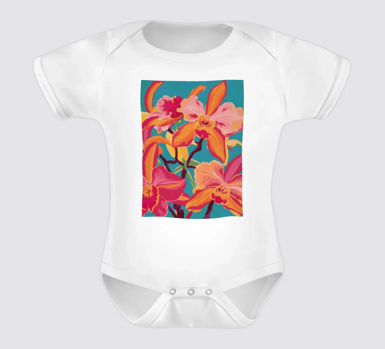 Orchidea Jungle Blaze body neonato maniche corte da Paez Harmony