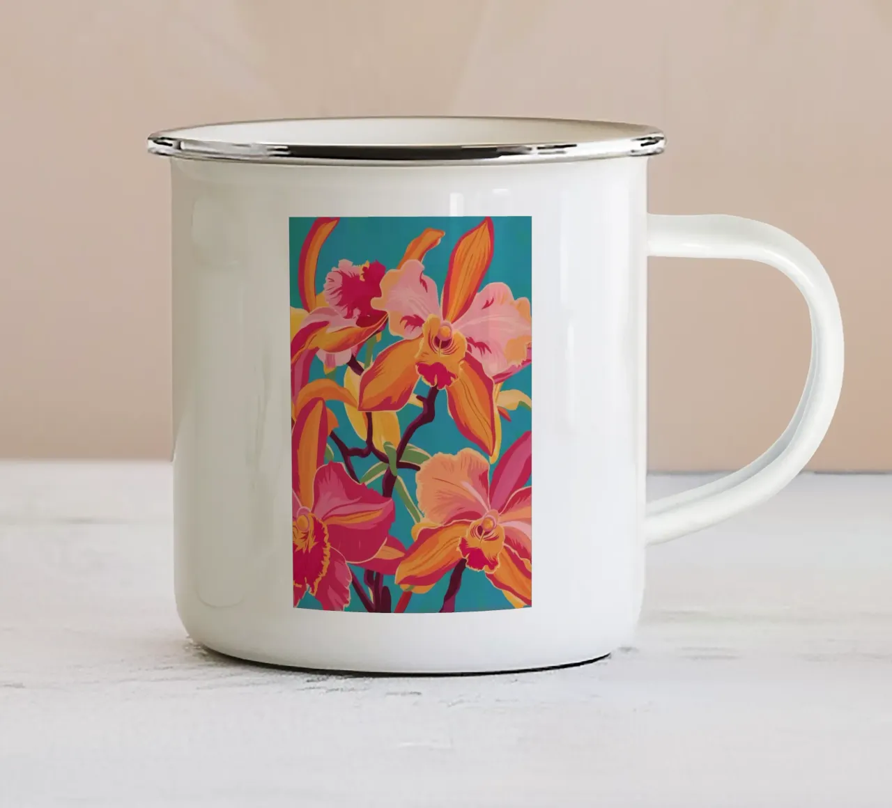 Orchidea Jungle Blaze tazza in smalto da Paez Harmony