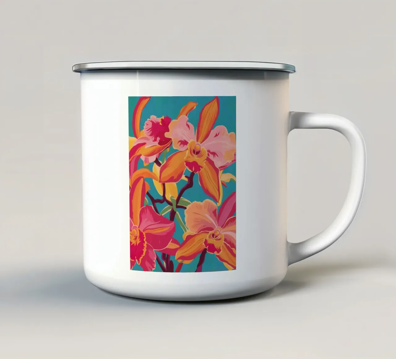 Orchidea Jungle Blaze tazza in smalto da Paez Harmony
