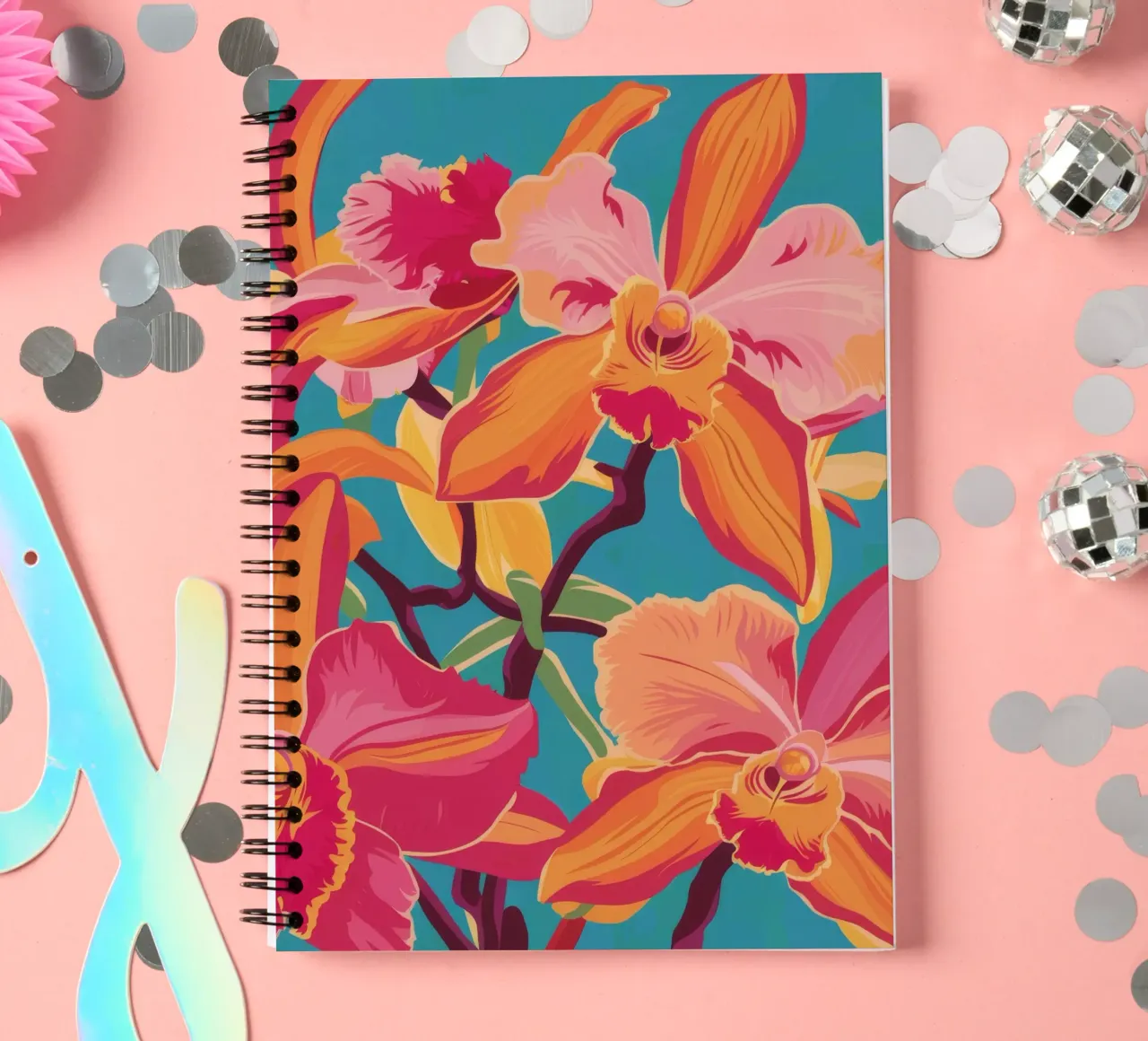 Orchid Jungle Blaze spiral notebook by Paez Harmony