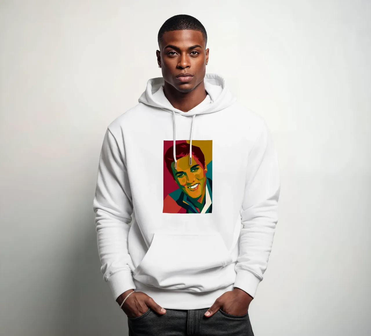 elvis retro pop art wpap felpa con cappuccio da aiswa