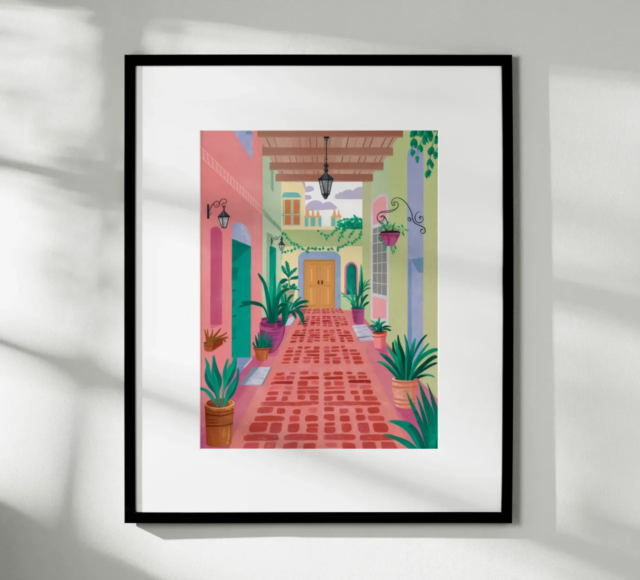 Cortile Sentiero dei pappagalli poster con telaio in plastica da Paez Harmony