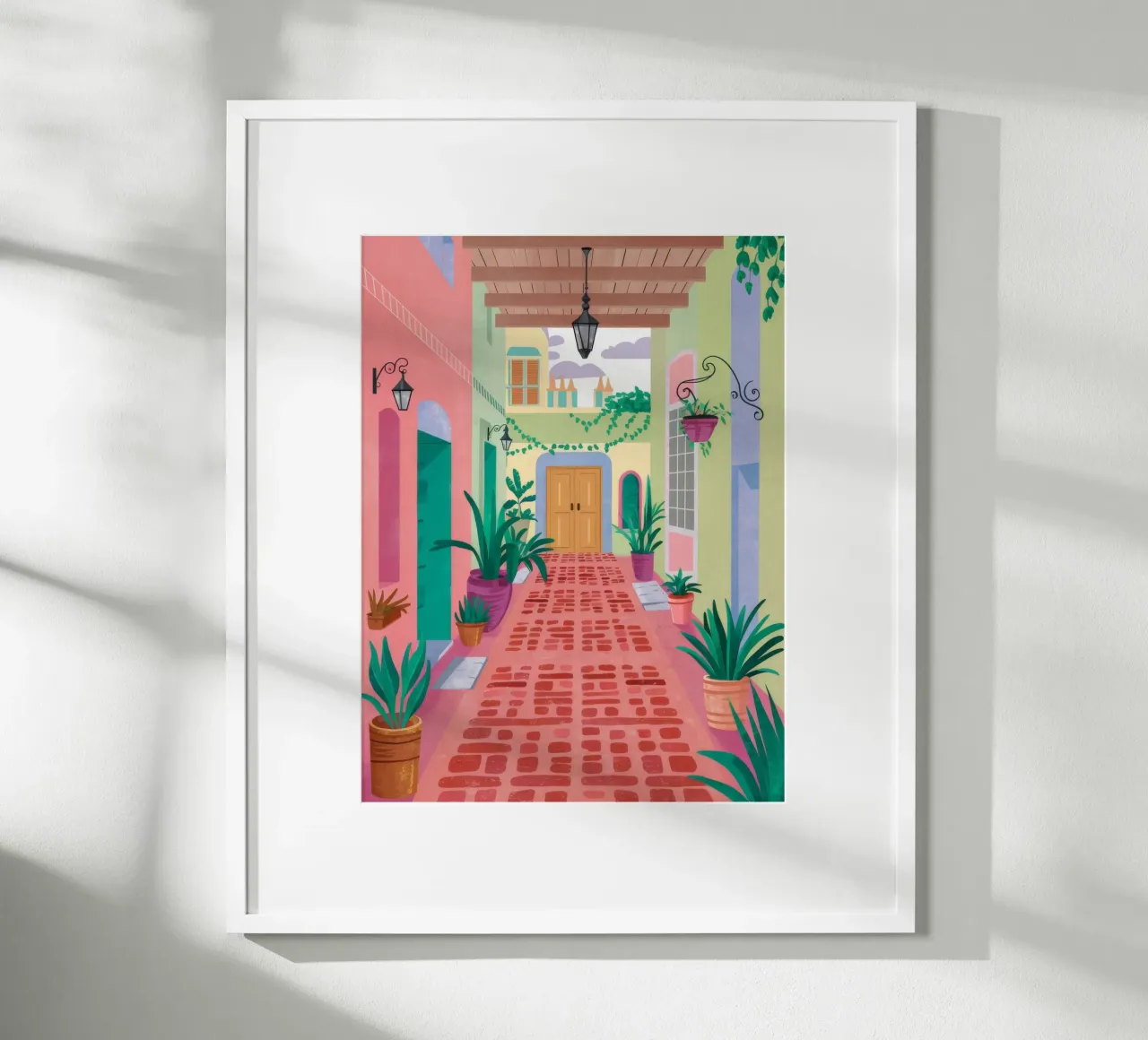 Cortile Sentiero dei pappagalli poster con telaio in plastica da Paez Harmony