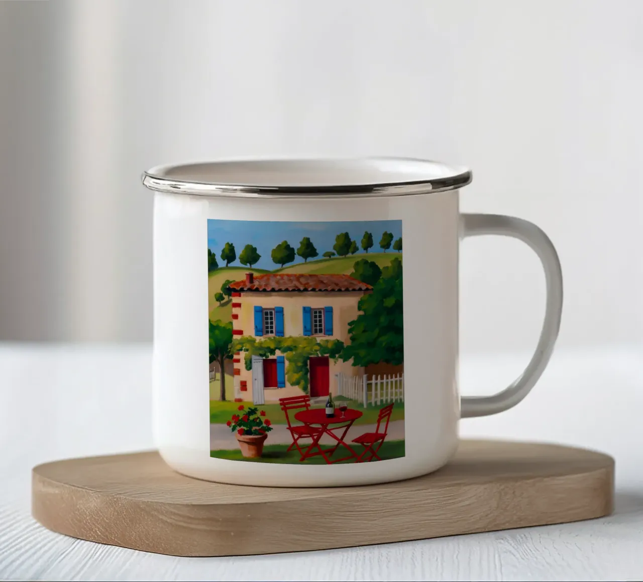 Tavolo rosso all'aperto tazza in smalto da Paez Harmony
