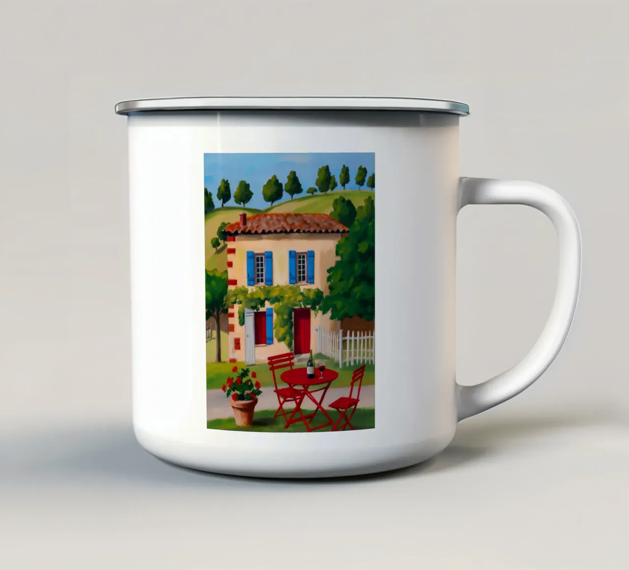 Tavolo rosso all'aperto tazza in smalto da Paez Harmony