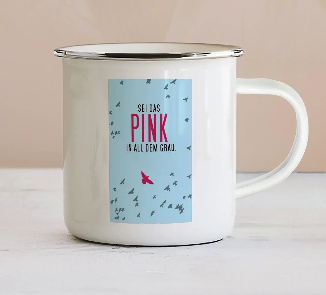 Sei das Pink in all dem Grau tazza in smalto da anna-liebt