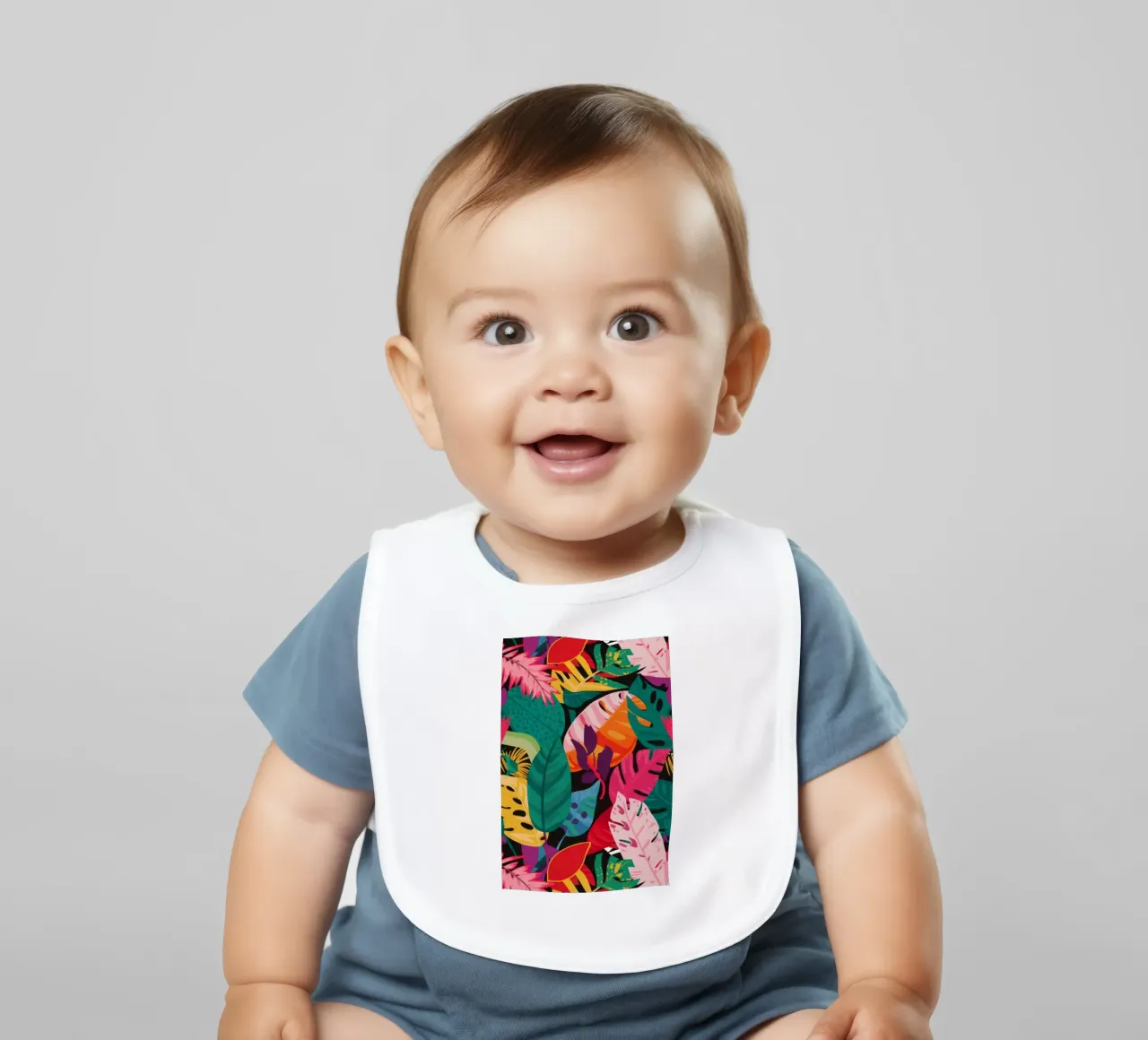 Parrot's Lush Hideaway baby bib by Paez Harmony