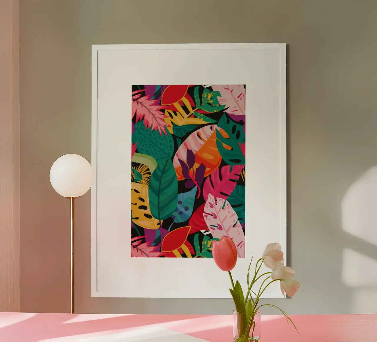 Il lussureggiante rifugio dei pappagalli poster con telaio in alluminio da Paez Harmony